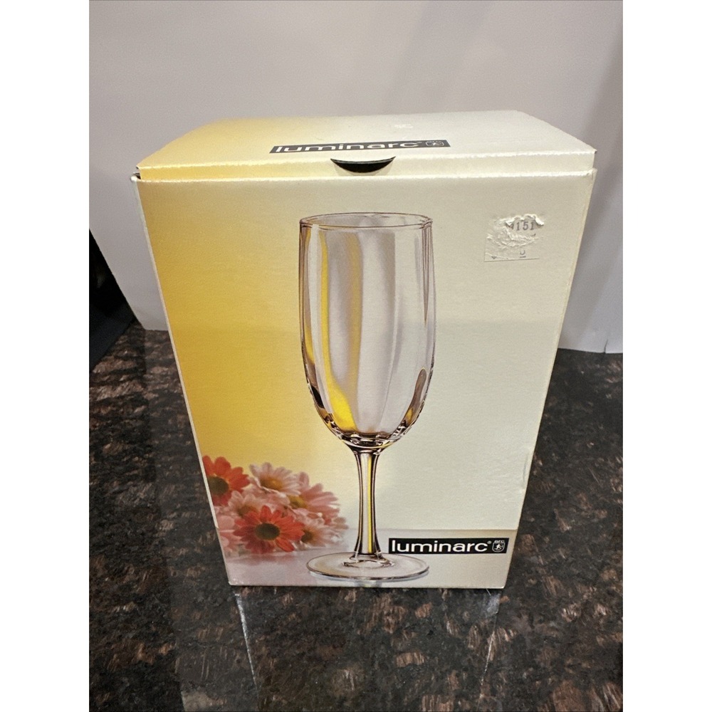 Luminarc‎ Sierra Champagne Flutes Set of 4 Clear Glass 5.75oz Made in USA